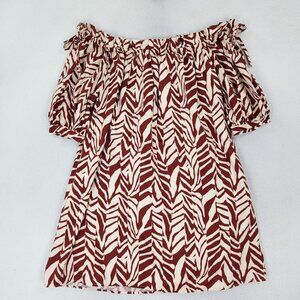 Eloquii Dress Women 20 Burgundy Cream Off Shoulder Shift Cotton Casual Plus Size